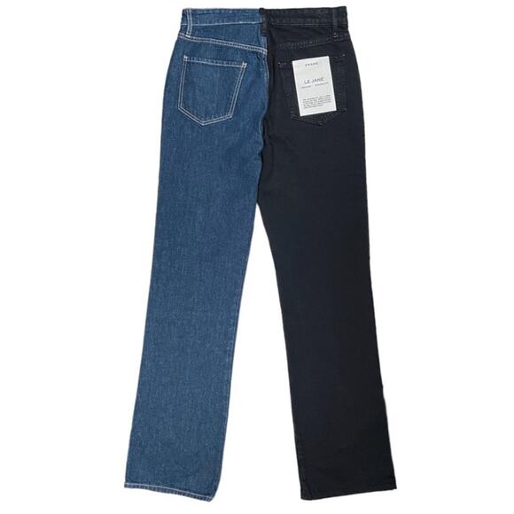 FRAME Le Jane Color block High Waist Relax Jeans Dell Noir Size 25 NWT - Picture 7 of 15